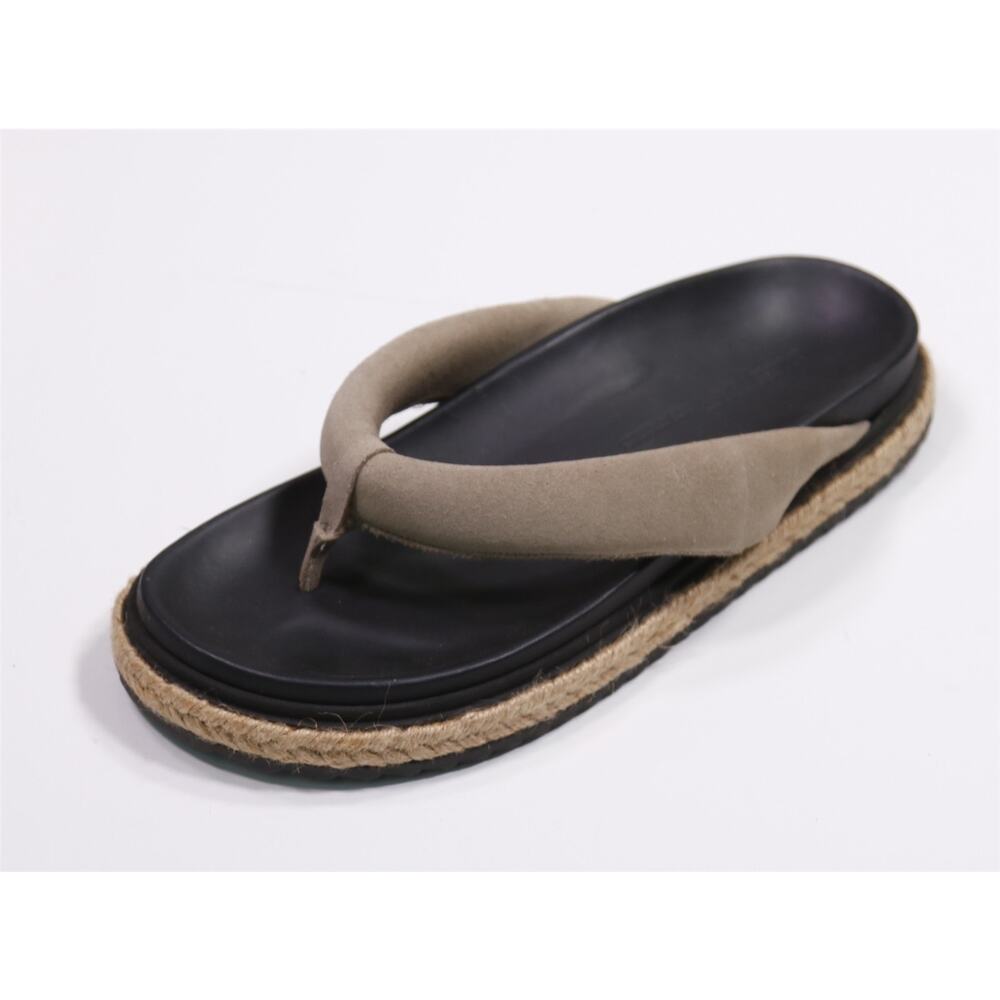 James Perse Black Beige Jute Thong Flip Flops Sz. 10 Women Italy $610